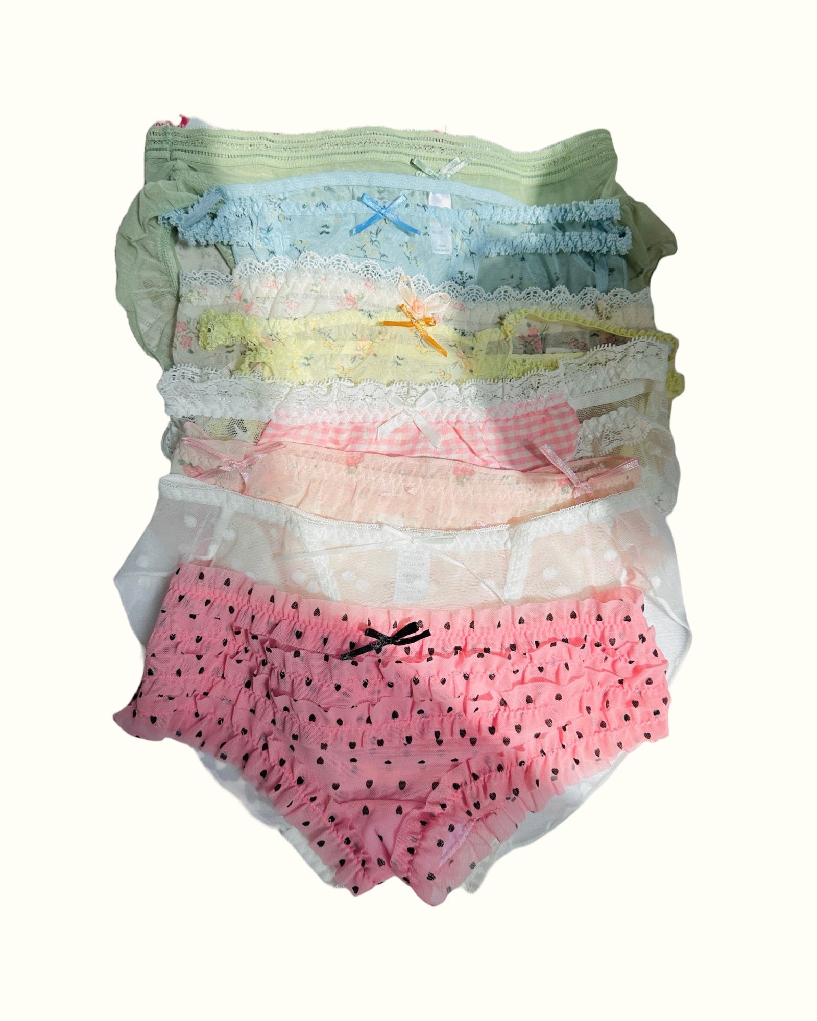 Women's Lace Coquette Ruffle Panties in Various Designs-1