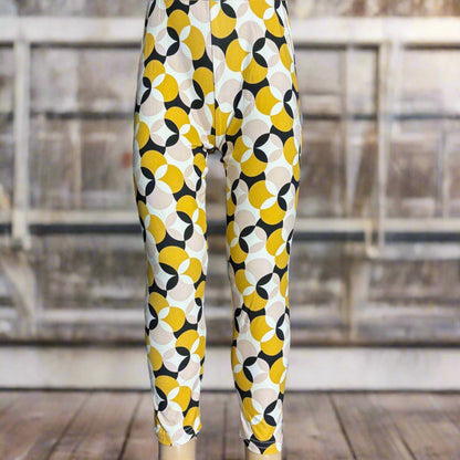Retro circles patterned leggings, full length