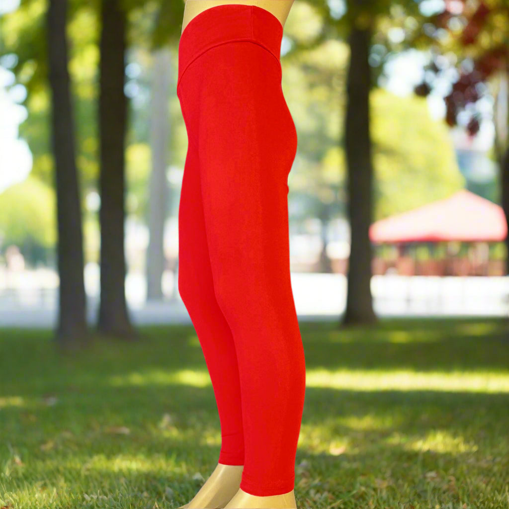 Red full length leggings