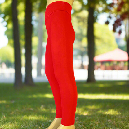 Red full length leggings