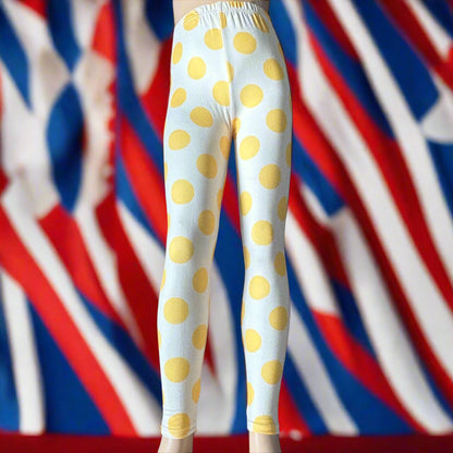 Yellow dots design full length stretch leggings