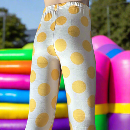 Yellow dots design full length stretch leggings