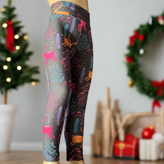 Winter reindeer Christmas leggings