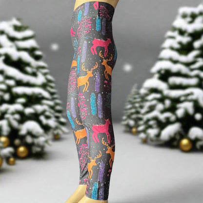 Winter reindeer Christmas leggings