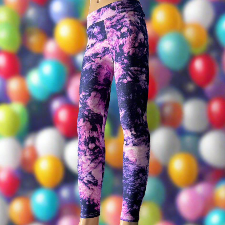 Violet burst design full length stretch leggings