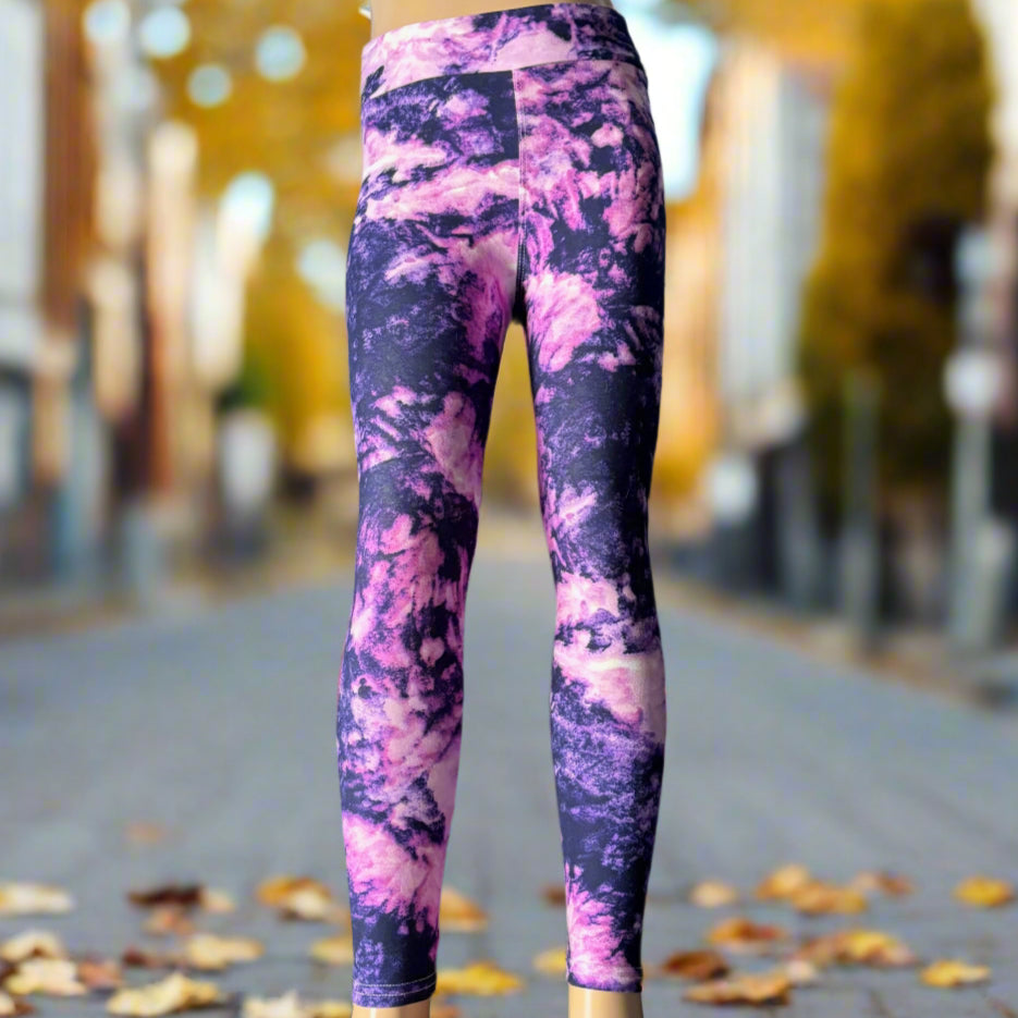Violet burst design full length stretch leggings