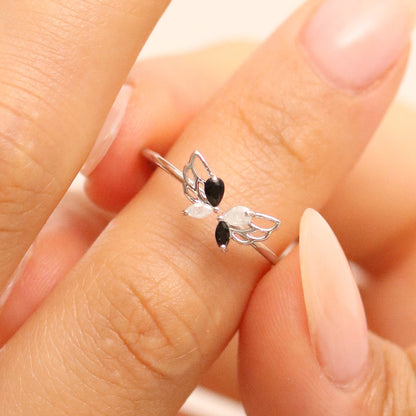 Black onyx Butterfly Wing Ring-2