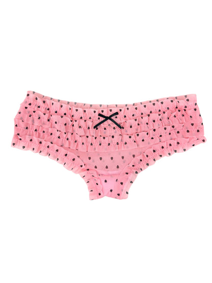 Whispers of Love: Pink Petals & Midnight Hearts Ruffle Panty-5