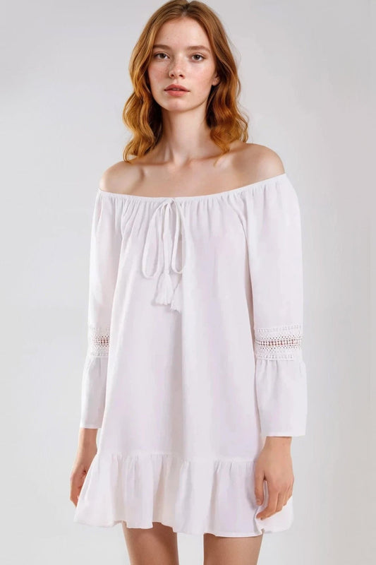 White Bardot Mini Dress-0