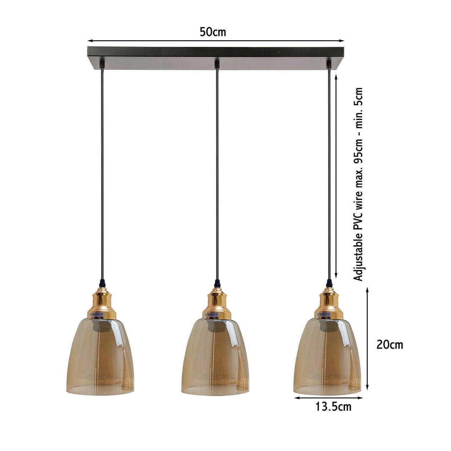 Glass Ceiling Pendant 3 Lights~1428-2