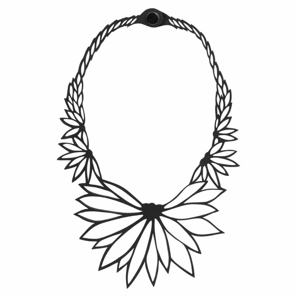 Lotus Recycled Rubber Statement Necklace-1