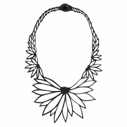 Lotus Recycled Rubber Statement Necklace-1