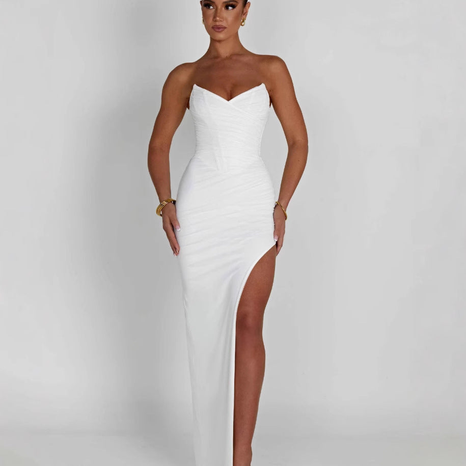 Sexy V-neck Sleeveless Tube Top Dress