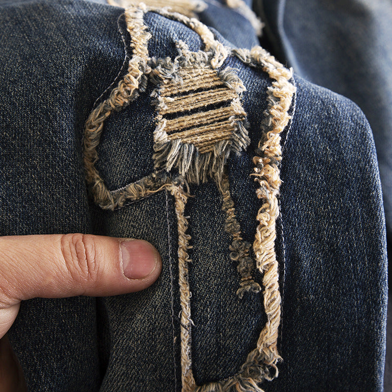 Retro Fashion And Personalized Ripped Jeans For Men