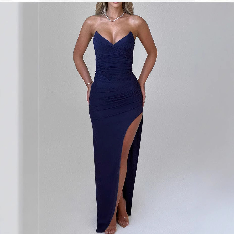 Sexy V-neck Sleeveless Tube Top Dress