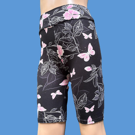 Pink butterfly and flower design Bermuda shorts