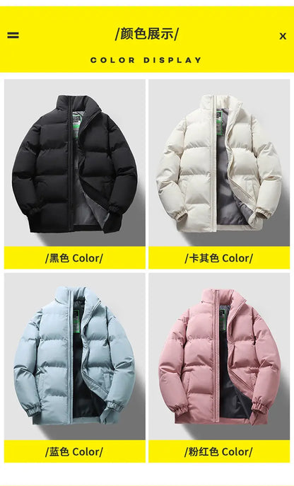 New Printed Winter Thick Sports Men's and Women's Trendy Stand Up Collar Long Sleeved Warm and Comfortable Casual Cotton Jacket