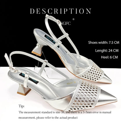 Nigeria Fashion Rhinestone-encrusted Ladies Party Shoes And Special bag High Heels And Dual Purpose Mini Bag Women's Shoes