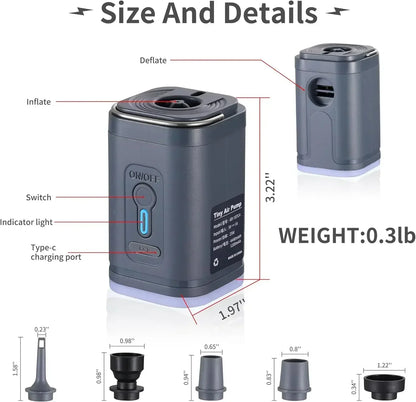 Portable Electric Air Pump Mini Wireless Air Compressor Quick Inflate/Deflate Pump with LED Light for Sofa Mattress Swim Ring