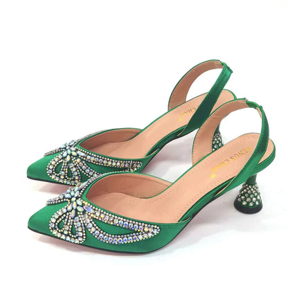 Venus Chan 2023 Yellow Classy Bowknot Pointed Toe Women's Shoes High Heel Elegant Sandals Shallow Mouth Shoes Bag Set Women