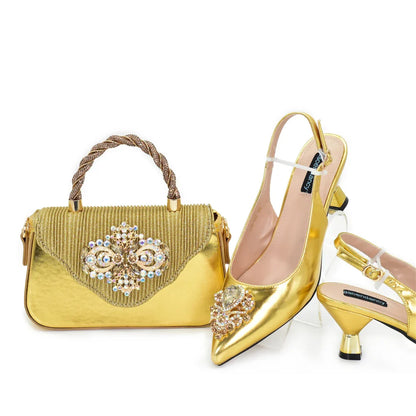 New Fashion Women Shoes and Bags To Match Set Nigeria Party Italian Shoe and Bag Set for Party in Women Elegant Heeled Pumps