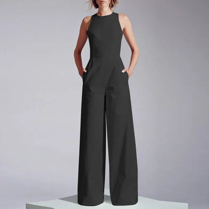 ZANZEA Casual 2023 Summer Playsuit Wide Leg Pant Women Long Rompers Sleeveless Waisted Overalls Office Lady Elegant Jumpsuits