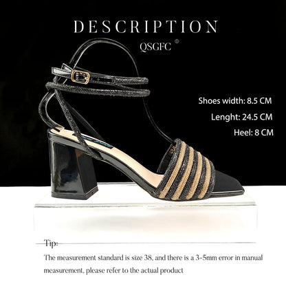 Newest Olive Colour Personalized  Design Rhinestone Decoration High Heel Peep Toe Banquet Ladies Shoes And Bag Set