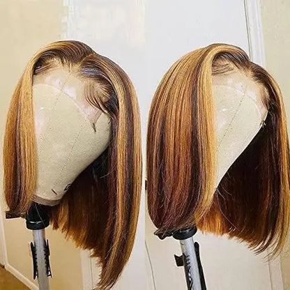 Short Bob Bone Straight 13X4 Lace Frontal Wigs 200 Density Brazilian Remy Preplucked Bob Lace Front Wig Human Hair For Women