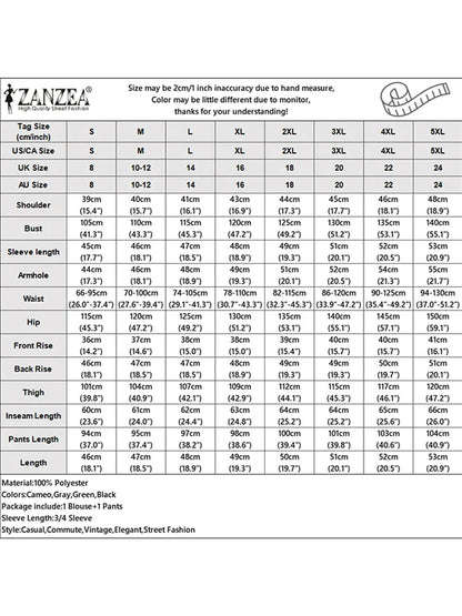 ZANZEA 2PCS Women Summer Pant Sets Casual Solid Work Outfits 3/4 Sleeve Blouse Wide Leg Trousers Suit 2025 Fashion Matching Sets
