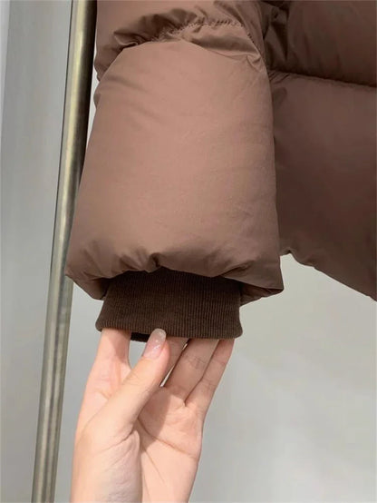 Short Parkas Women Streetwear Cropped Down Coat Korean Sweet Puffer Jacket Winter Solid Casual All Match Cotton Padded Outwear