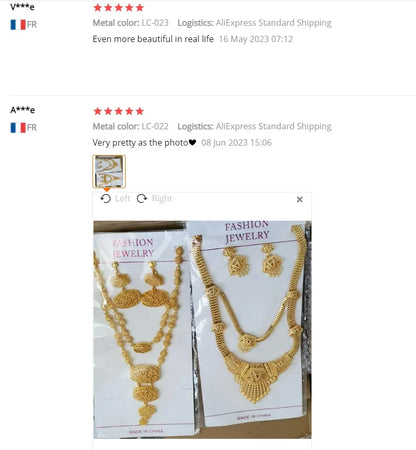 New Bridal Jewelry Set Dubai Necklace Earrings For Women Wedding 24k Gold Plated African Jwellery Bridesmaid Party Gift