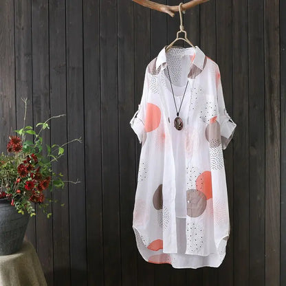 Temperament Casual Woman Shirt Fashion Loose Blouse Woman Elegant Long Sleeve Blouse Holiday Weekend Sun Protection Shirt