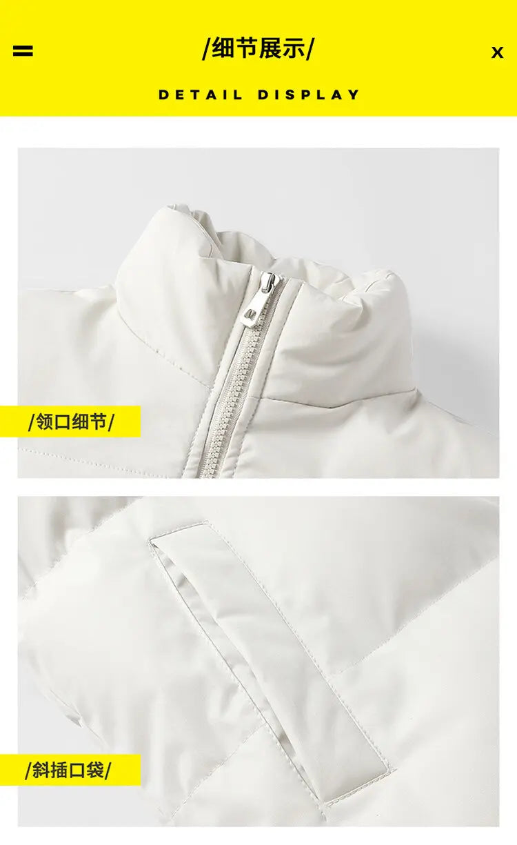 New Printed Winter Thick Sports Men's and Women's Trendy Stand Up Collar Long Sleeved Warm and Comfortable Casual Cotton Jacket