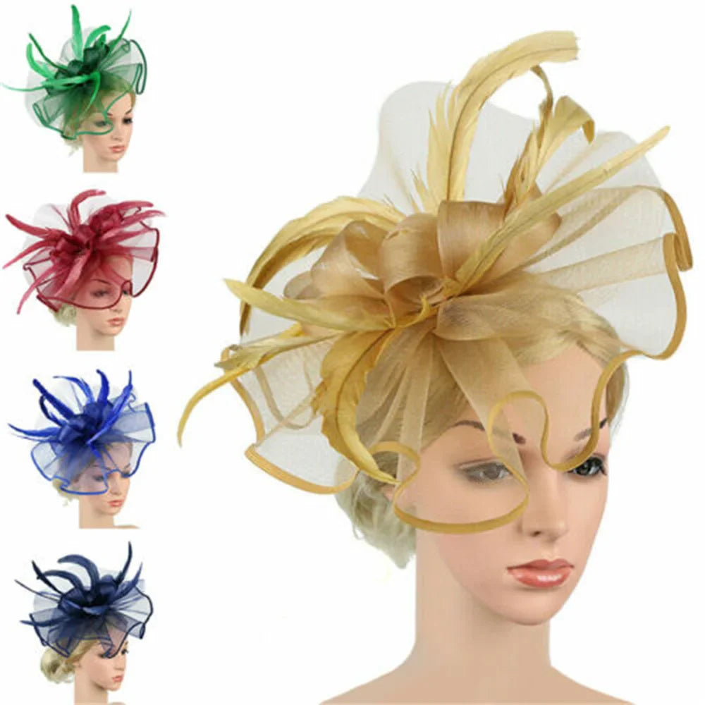 Women's Big Flower Fascinator Church Kentucky Derby Hat Royal Ascot Race Accessories Headbands Fascinator Bridal Tea Party