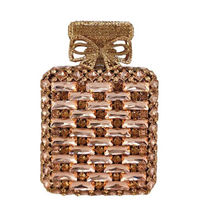 Novelty Perfume Bottle Shape Women Crystal Clutch Evening Handbags Party Wedding Rhinestone Handbags and Purses