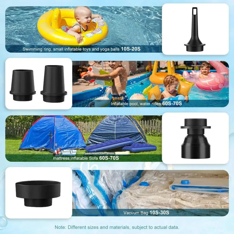 Portable Electric Air Pump Mini Wireless Air Compressor Quick Inflate/Deflate Pump with LED Light for Sofa Mattress Swim Ring