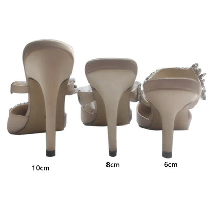 Women's High HeelsTemperament Baotou Silk Wheat Ear Rhinestones Muller Semi-Trailer Pump Pointed Stiletto Sandals