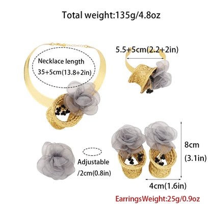 New Fashion Trendy Women Jewelry Set Brazilian Heavy Earrings Necklace Weaving Buds African Wedding Bridal New Style Wife Gift