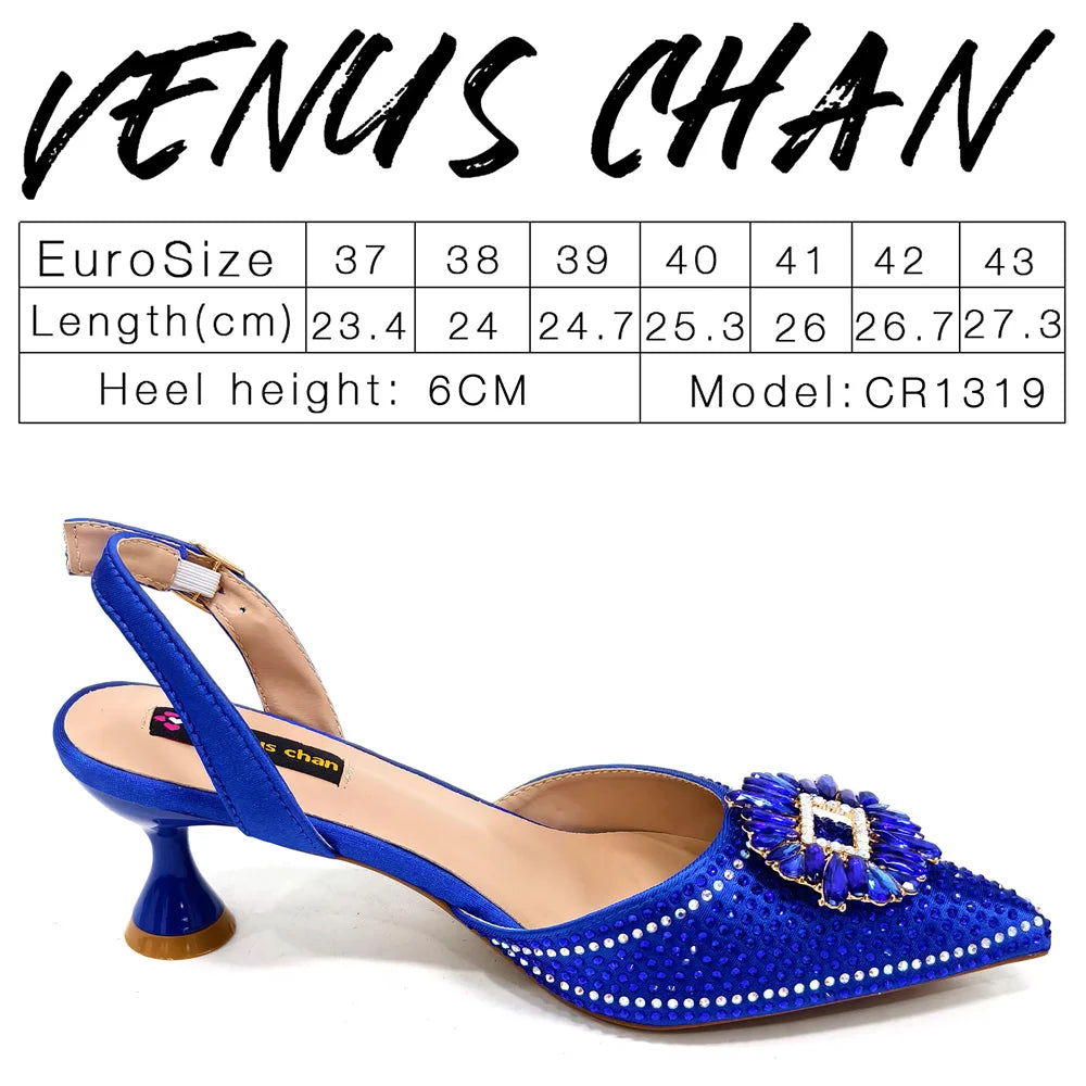Venus Chan Luxury Rhinestone Heel & Handbag Set – Black & Gold Party Combo
