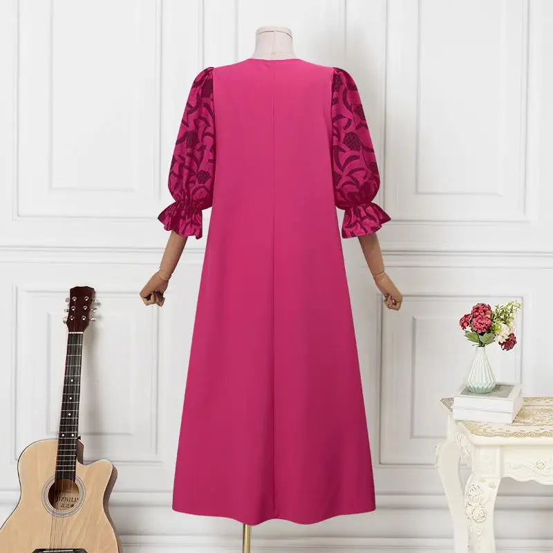 VONDA Autumn Sundress Women Bohemian Long Dress 2024 Vintage Lantern Sleeve Casual Loose Printed Party Vestidos Loose Robe Femme