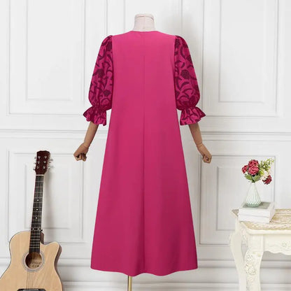 VONDA Autumn Sundress Women Bohemian Long Dress 2024 Vintage Lantern Sleeve Casual Loose Printed Party Vestidos Loose Robe Femme