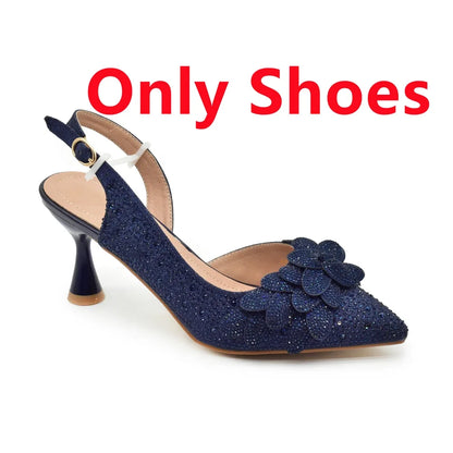 New Arrival Party Shoe and Bag Set for Women Italy Full Diamonds High Heels Luxury Woman Pumps Matching Italian Shoe and Bag Set