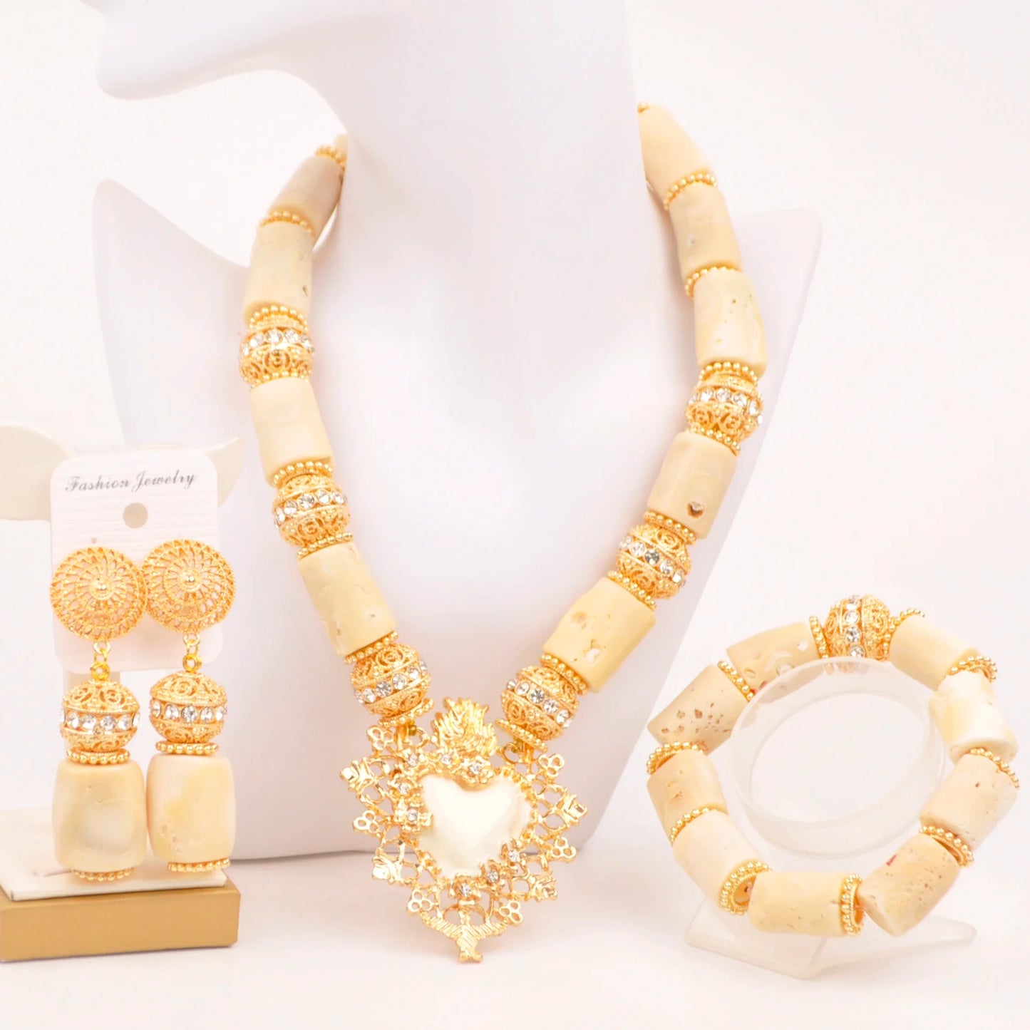 splendid orange nigeria coral beads necklace african jewelry set bridal wedding jewelry sets C21-23-01