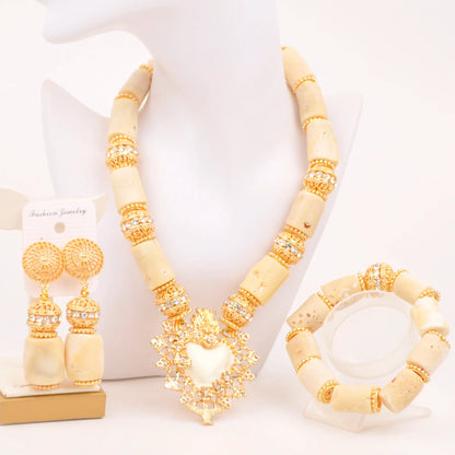 splendid orange nigeria coral beads necklace african jewelry set bridal wedding jewelry sets C21-23-01