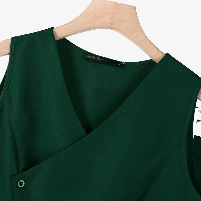 ZANZEA 2025 Summer Women Pant Sets Casual V Neck Vests Tops Wide Leg Pant 2pcs Outfits Office Lady Solid Commute Trouser Suits