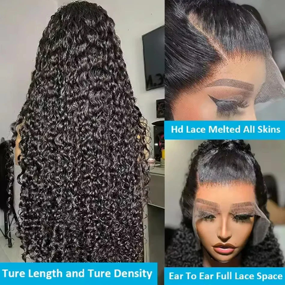 Wear And Go Best Water Wave 13x4 HD Lace Frontal Wig Wet Glueless Deep Water Cheap Wigs On Clearance Sale Human Hair 180% Wig