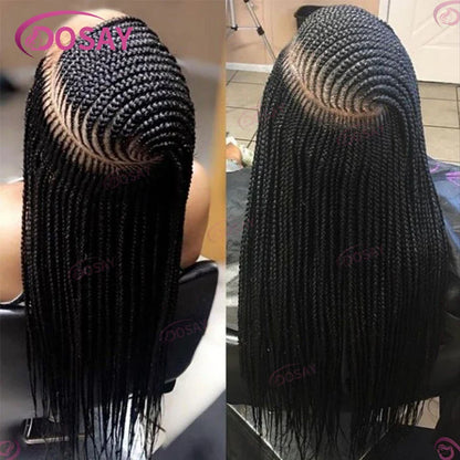 Synthetic Box Side Part Braided Wigs For Black Women Cornrow Braids Lace Wigs Full Lace Front Wig Braid African Hair Braided Wig