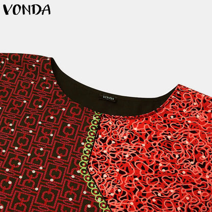 VOND Party Maxi Dress Women Elegant Printed Vestido 2024 Autumn Bat-wing Sleeve Bohemian Sundress Casual Loose Robe Femme