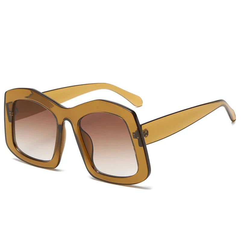 Retro Big Square Gradient Orange Sunglasses For Women New Fashion Luxury Designer Unique Oversized Ladies Sun Glasses Shades