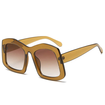 Retro Big Square Gradient Orange Sunglasses For Women New Fashion Luxury Designer Unique Oversized Ladies Sun Glasses Shades